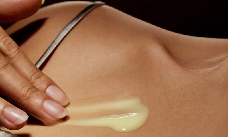 cream on collarbone area