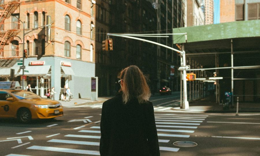 woman walking in new york city