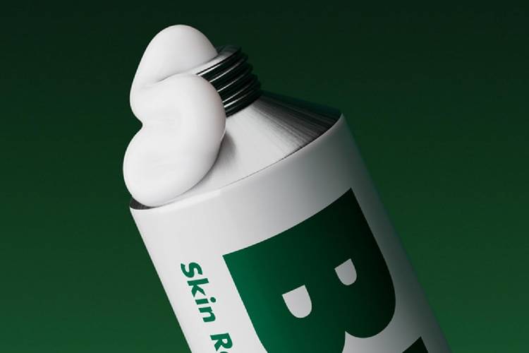 Biafine cream on green background