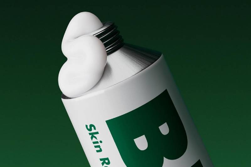 Biafine cream on green background