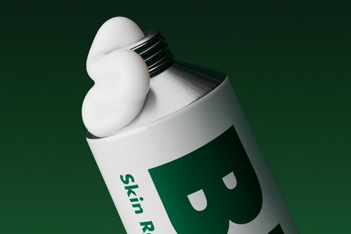 Biafine cream on green background