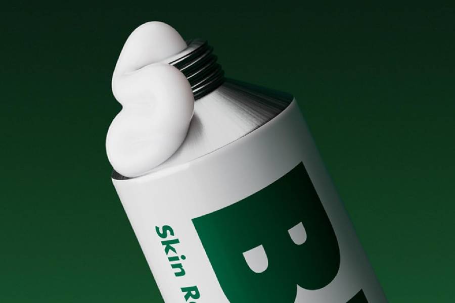 Biafine cream on green background