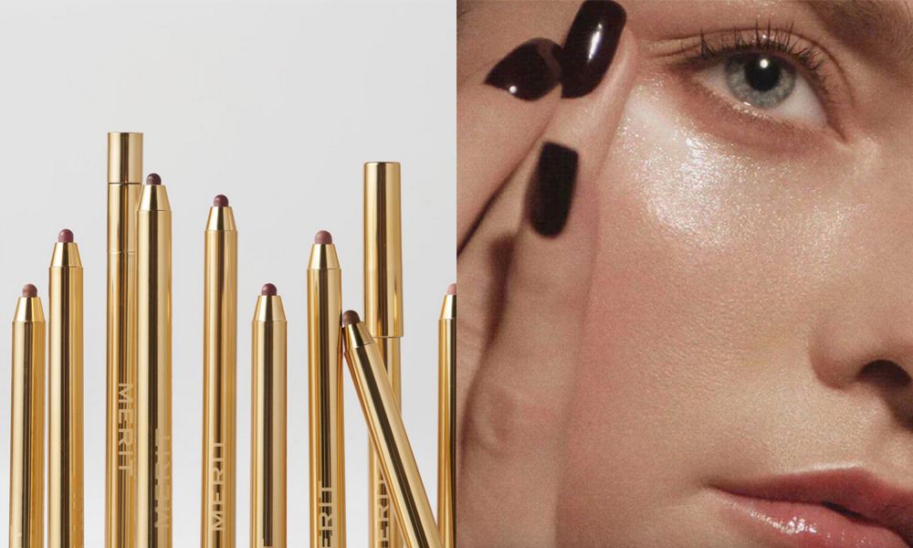 Merit Beauty lip liners and U Beauty eye cream model shot