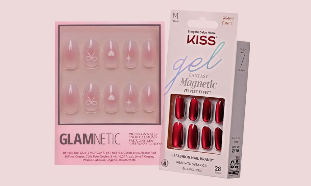 Valentine's Day themed press-on nails