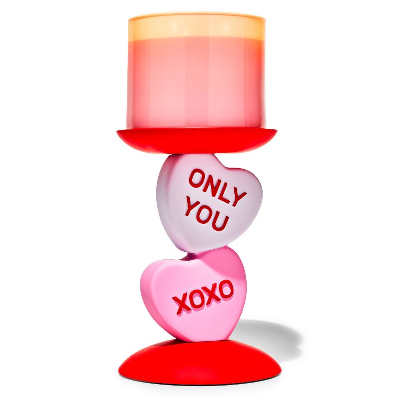 Candy Hearts Pedestal3-Wick Candle Holder
