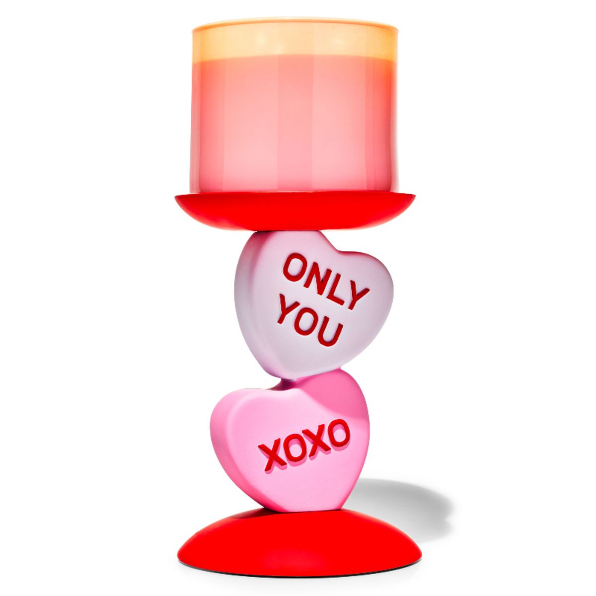 Candy Hearts Pedestal3-Wick Candle Holder