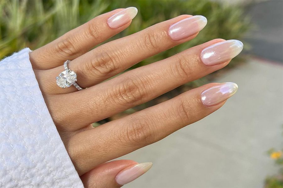 hailey bieber glazed donut nails