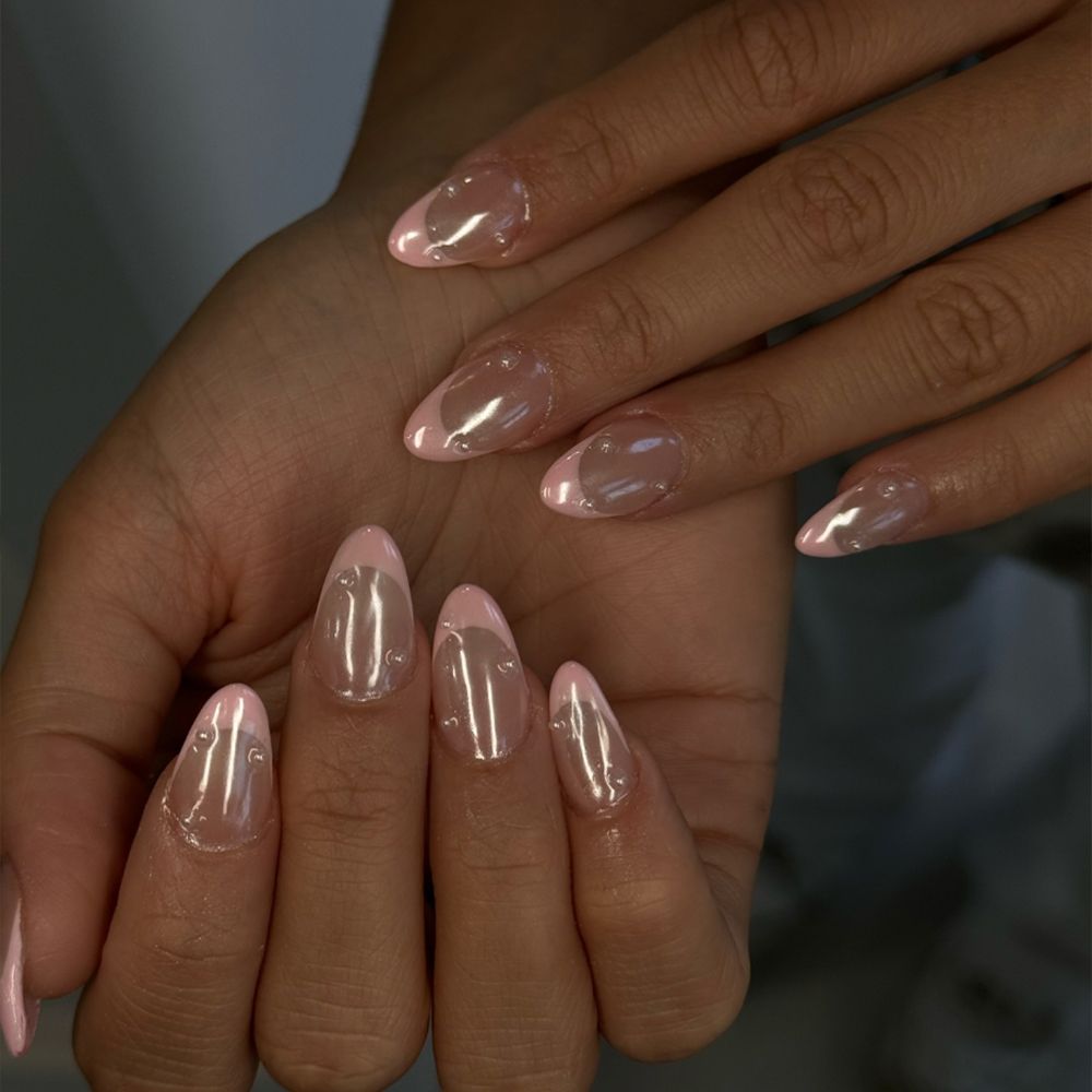 Strawberries and Cream Iced Latte French Manicure