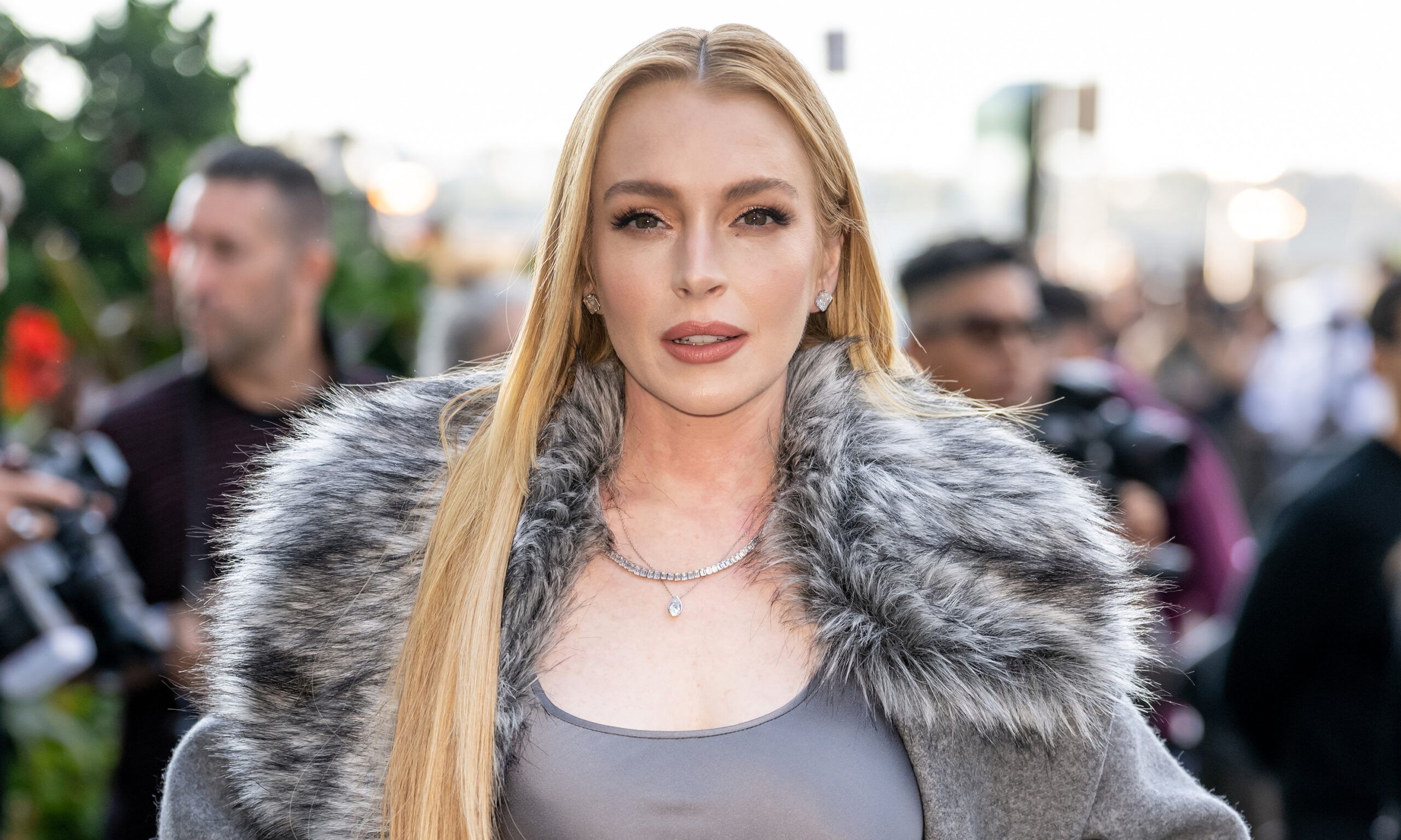 Actress Lindsay Lohan is seen arriving to Michael Kors fashion show during New York Fashion Week at The Shed on September 10, 2024 in New York City.