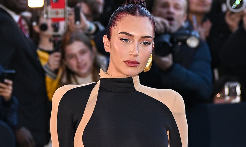 PARIS, FRANCE - SEPTEMBER 26: Anastasia Stassie Karanikolaou attends the Schiaparelli Womenswear Spring-Summer 2025 show as part of Paris Fashion Week on September 26, 2024 in Paris, France.