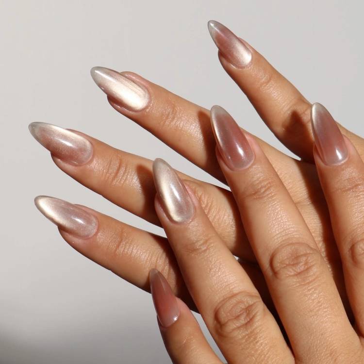 champagne chrome nails