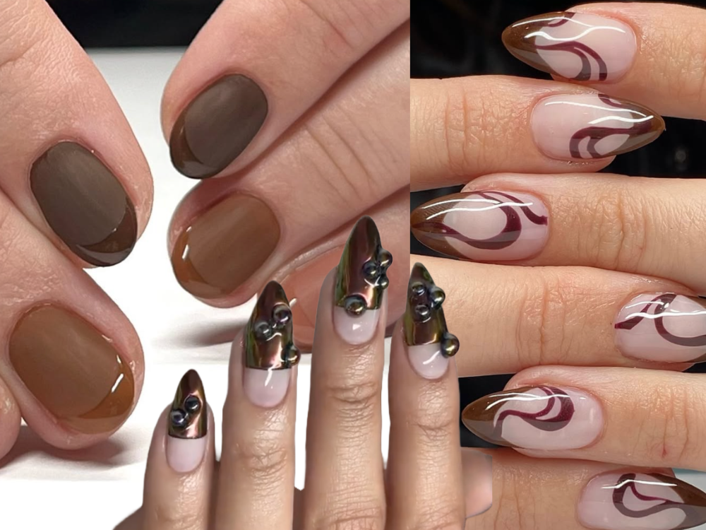 brown french tip nails