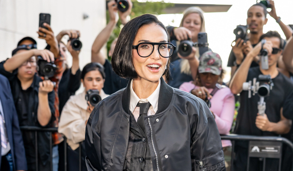 Demi Moore attends Thom Browne Spring/Summer 2027 fashion show during New York Fashion Week at The Shed at Hudson Yards on September 15, 2026 in New York City.
