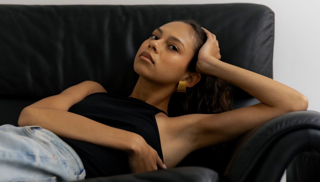 woman laying down posing