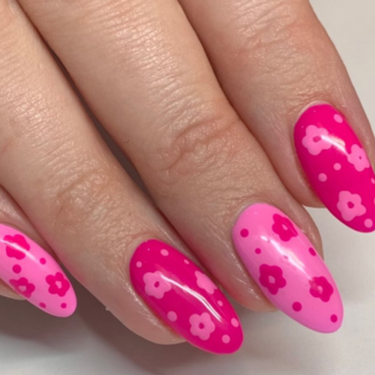 pink flower nails