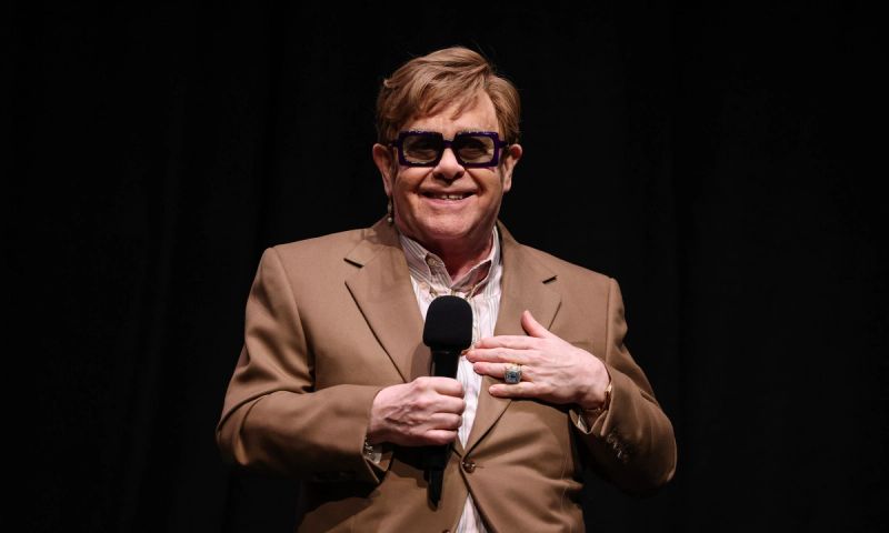 Elton John onstage during the Elton John: Never Too Late European debut as part of the London Film Festival at Southbank Centre - Royal Festival Hall on October 10, 2024 in London, England.