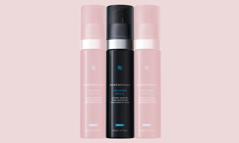 skinceuticals advanced rgn 6 cream on pink background