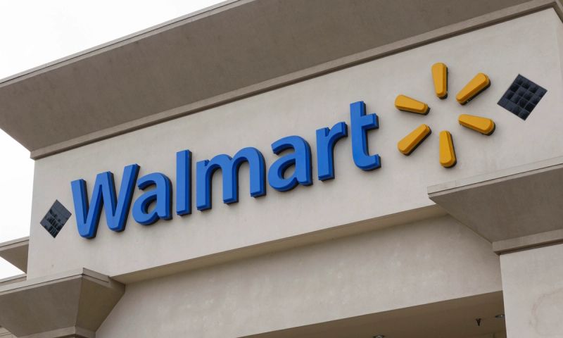 A Walmart logo is displayed outside one of their stores on March 23, 2025 in San Diego, California.