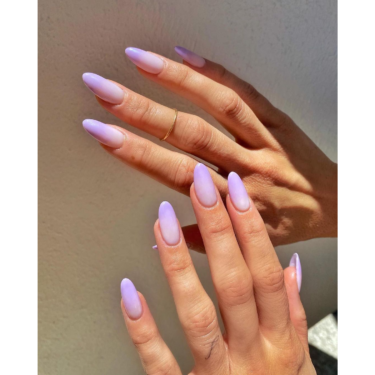 lilac-painted oval nails