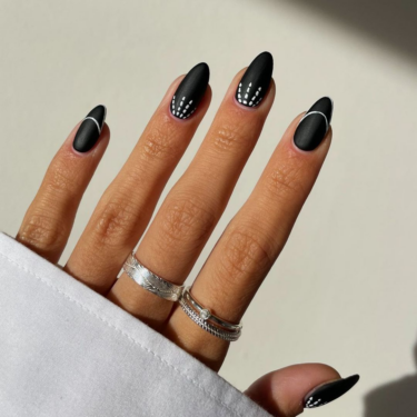 nails with black matte nail art
