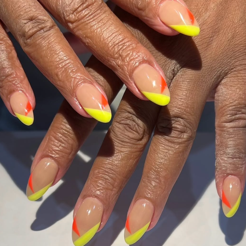 Geometric V French Nails