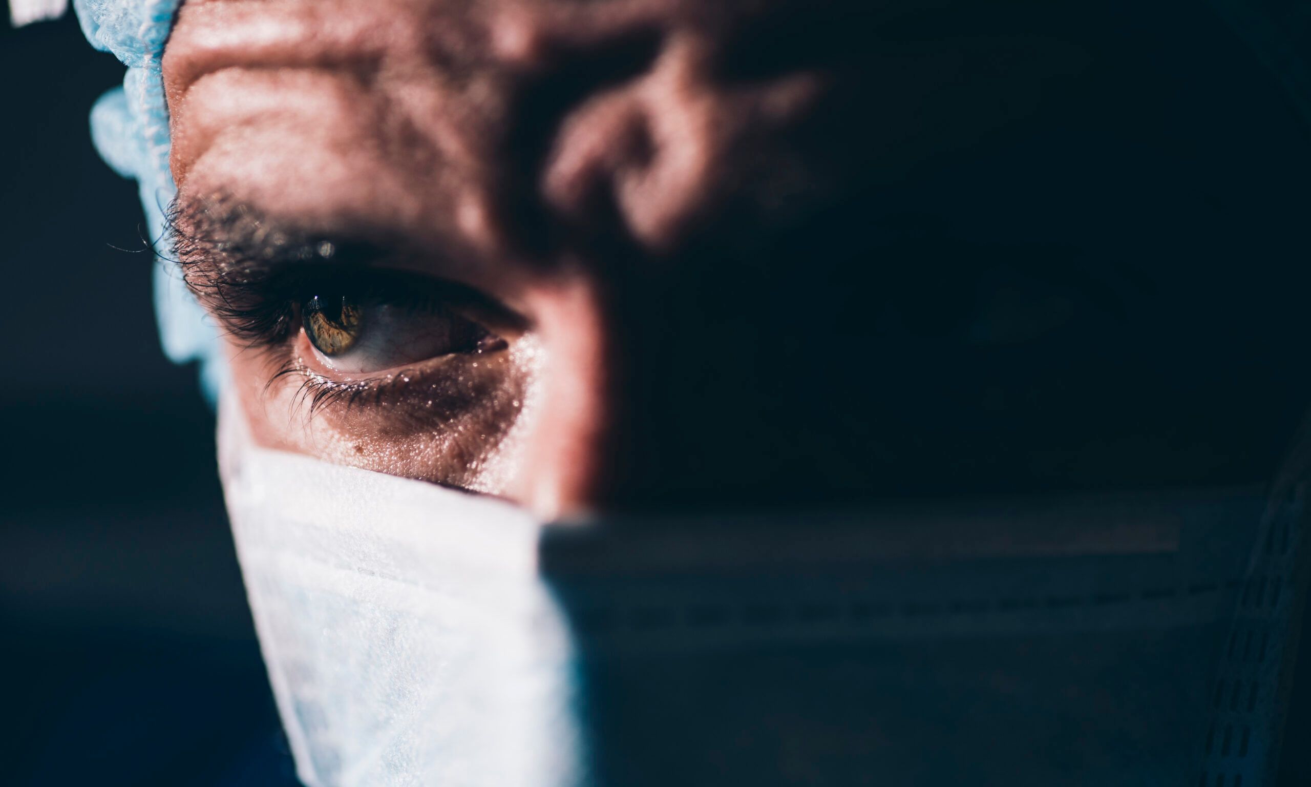 Close-up of a focused surgeon