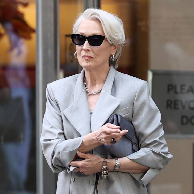 Meryl Streep is seen on the set of "The Devil Wears Prada 2" on July 28, 2025 in New York City.