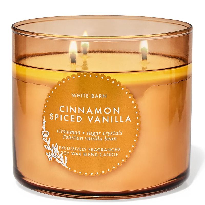 Bath & Body Works White Barn Cinnamon Spiced Vanilla 3-Wick Candle