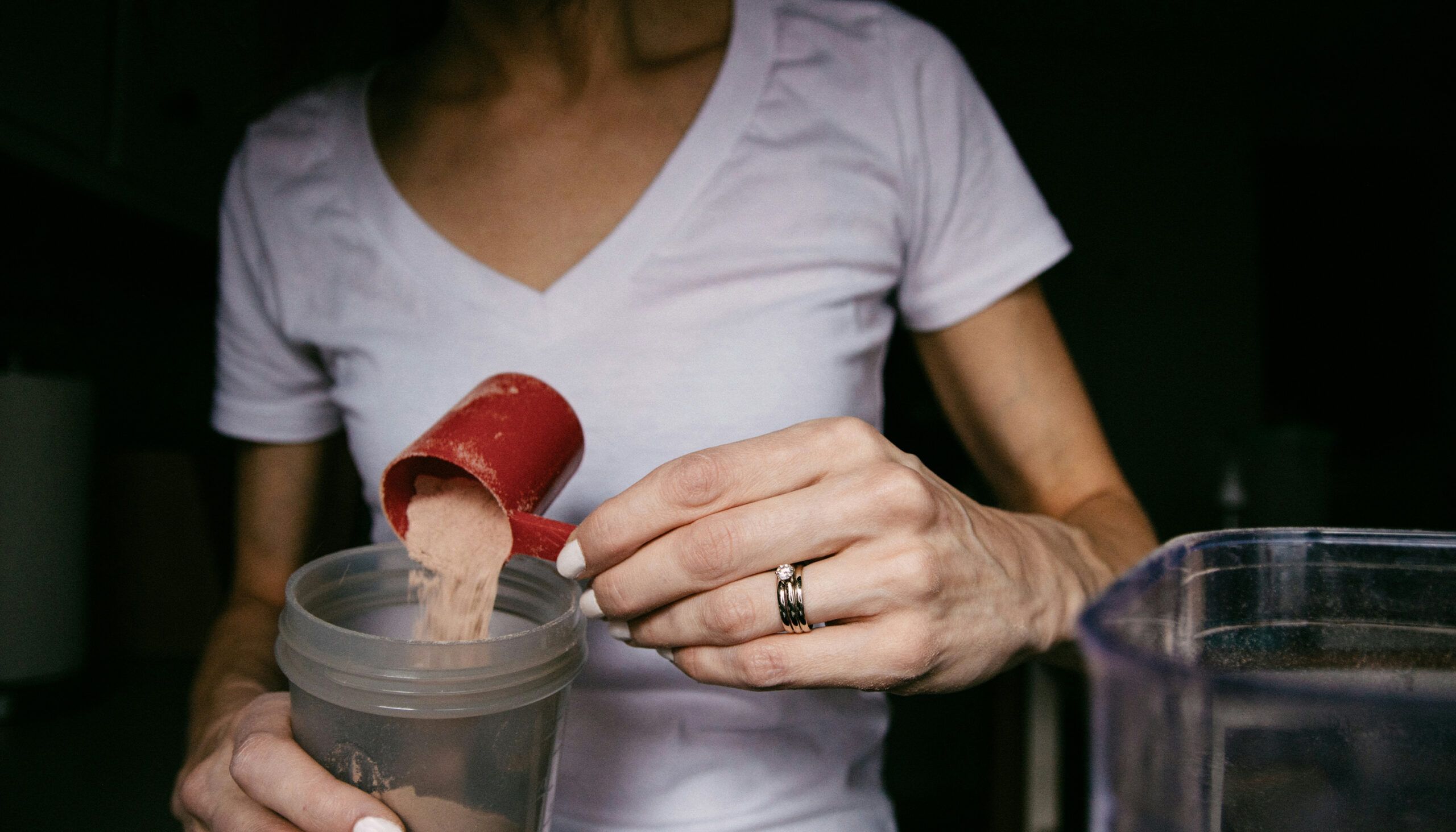 woman with protein powder