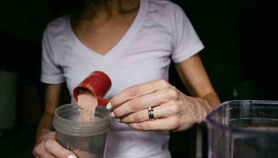 woman with protein powder