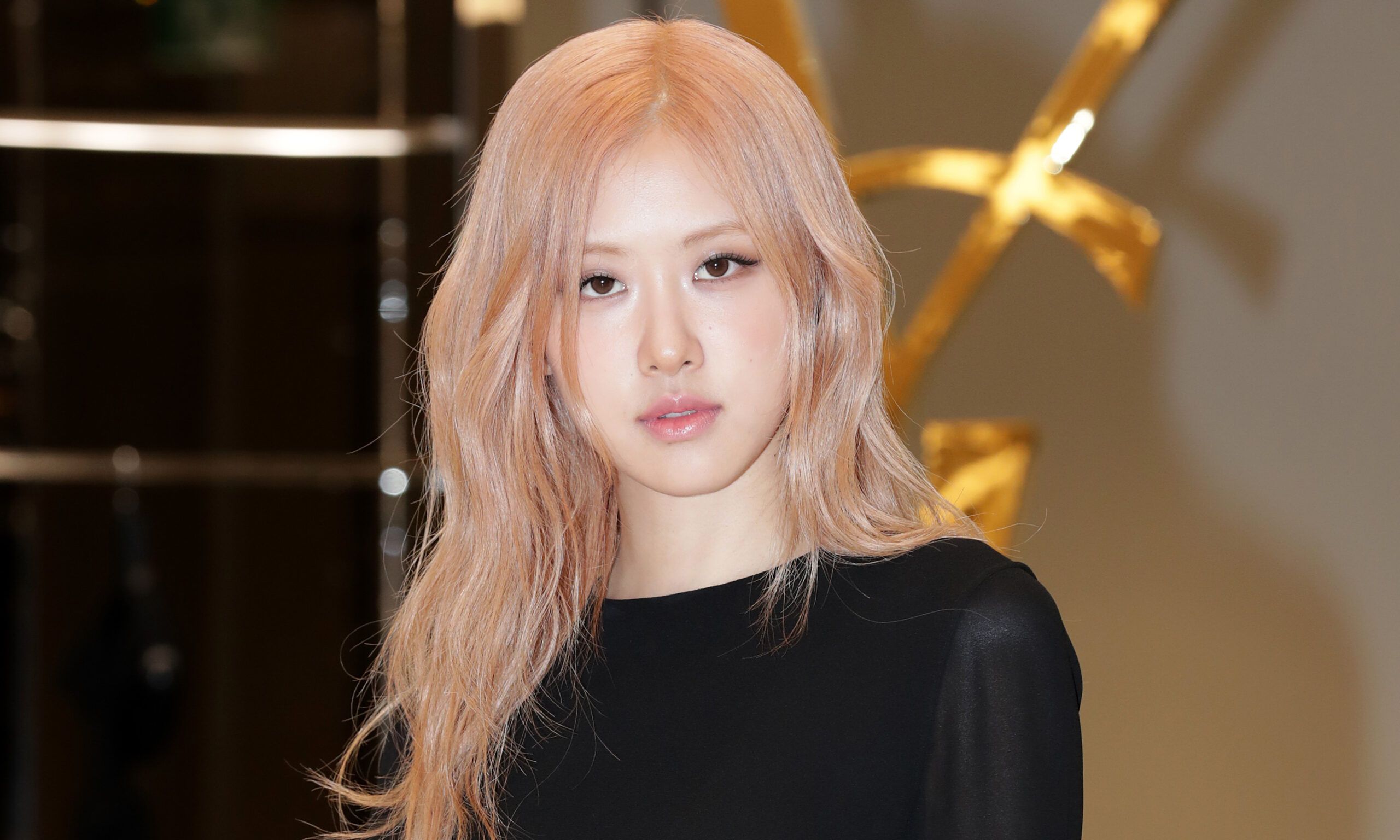 Rose of South Korean girl group BLACKPINK is seen at the 'Saint Laurent' The Hyundai pop-up store