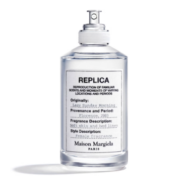 A clear container of Maison Margiela Replica Lazy Sunday Morning Eau de Toilette