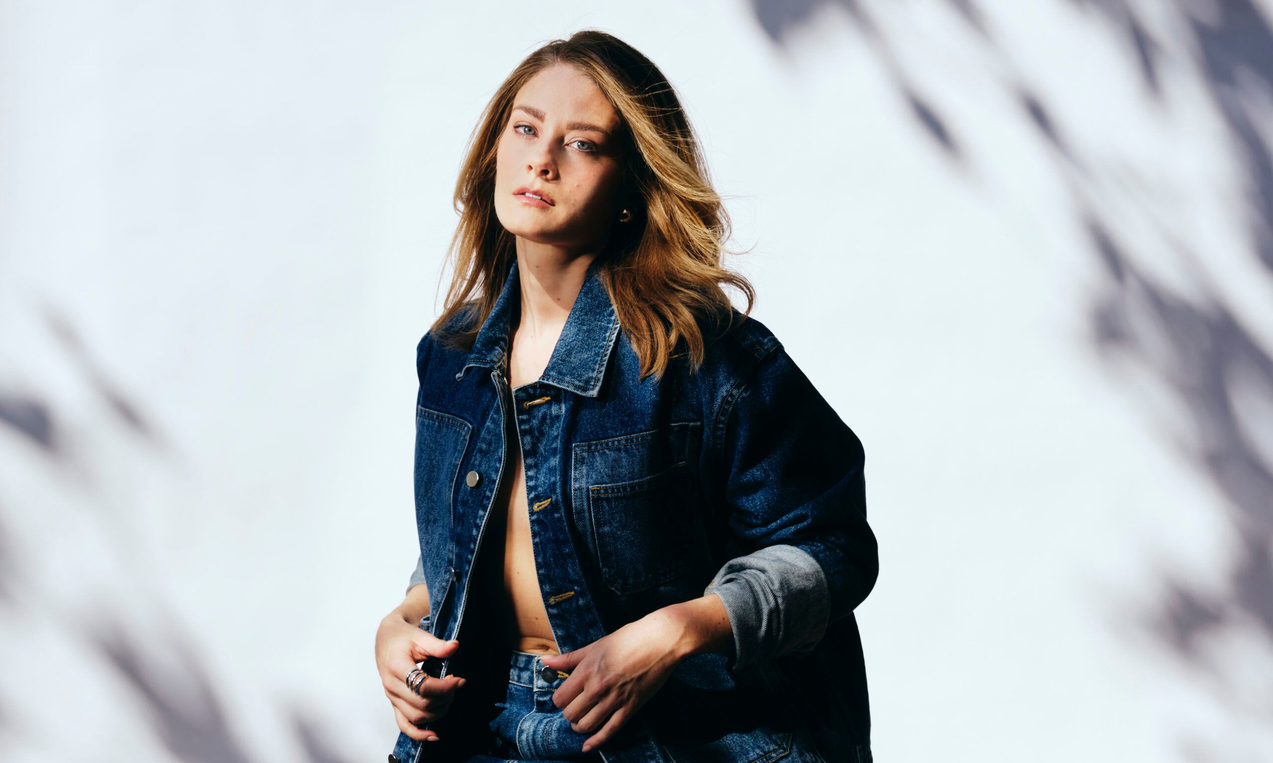 Kim Matula wearing a denim jacket