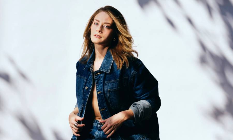 Kim Matula wearing a denim jacket