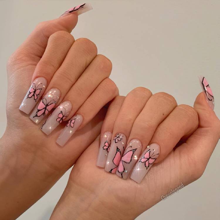 Kylie Jenner's coffin-shaped butterfly nails