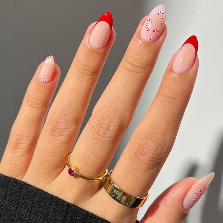 Red French Manicure &amp; Candy Canes