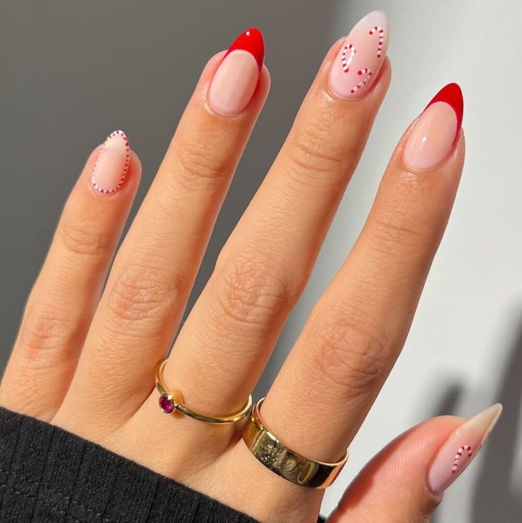 Red French Manicure &amp; Candy Canes