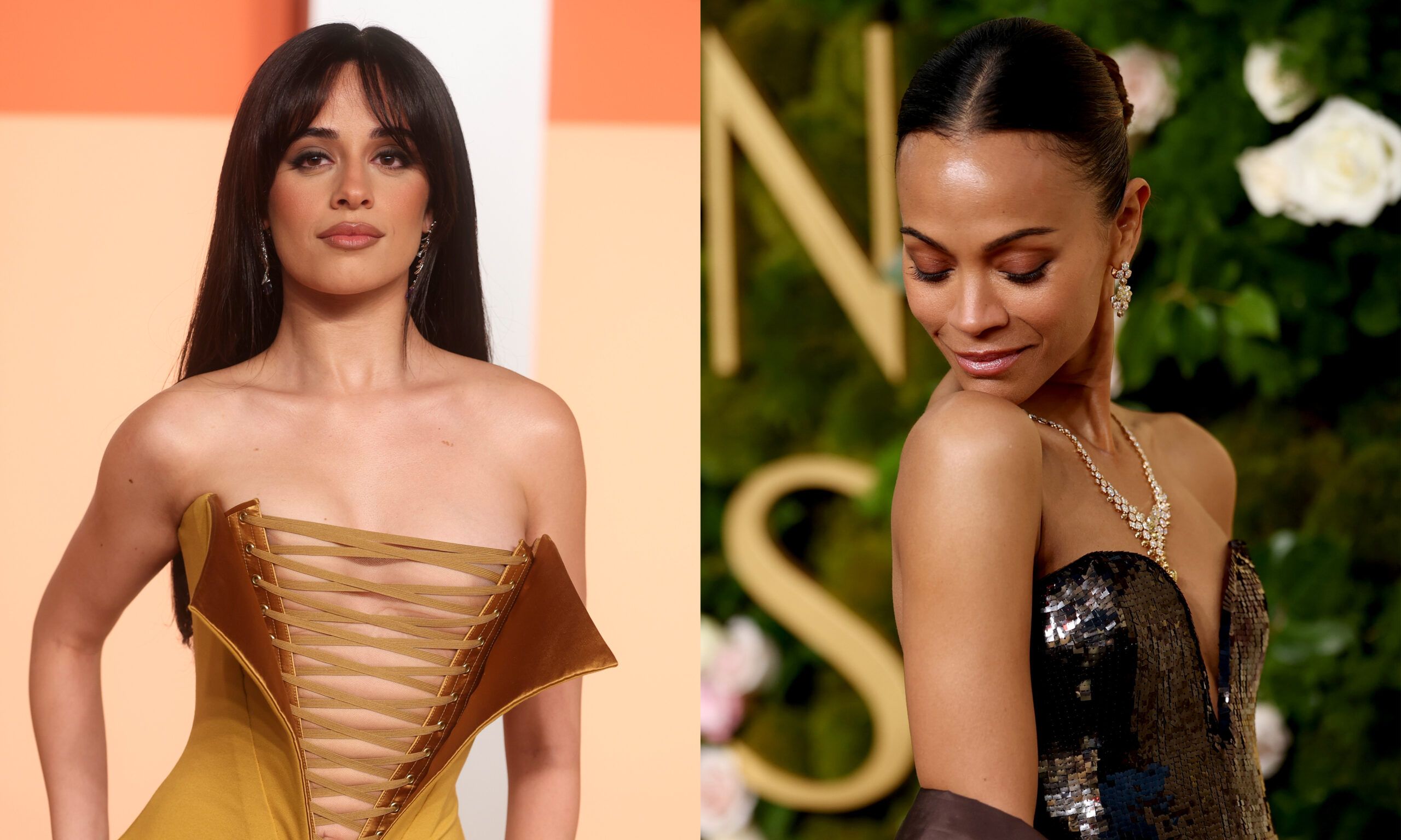 Camilo Cabello at the Vanity Fair Oscars Party and Zoe Saldaña at the Golden Globes