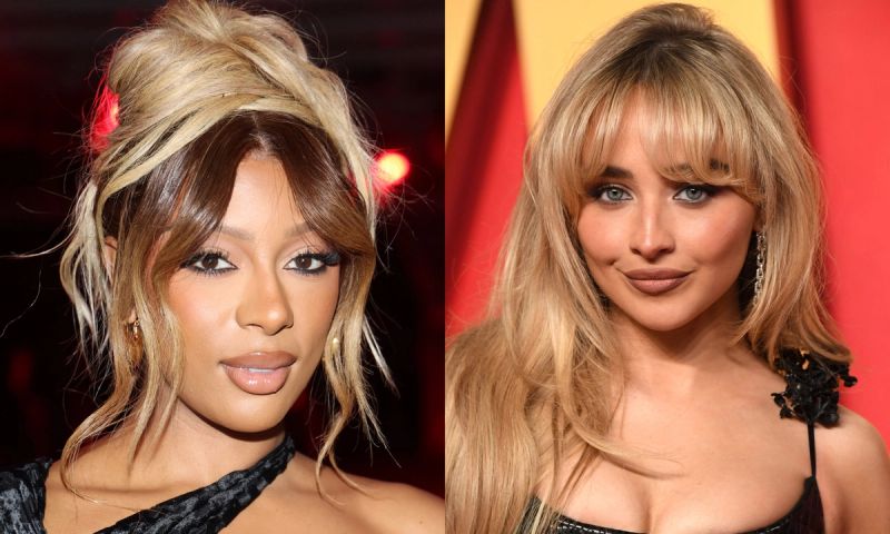 Victoria Monet and Sabrina Carpenter bangs hairstyles
