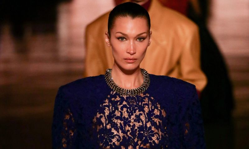 Bella Hadid walks the runway during the Saint Laurent Womenswear Fall/Winter 2025-2026 show as part of Paris Fashion Week on March 11, 2025 in Paris, France.