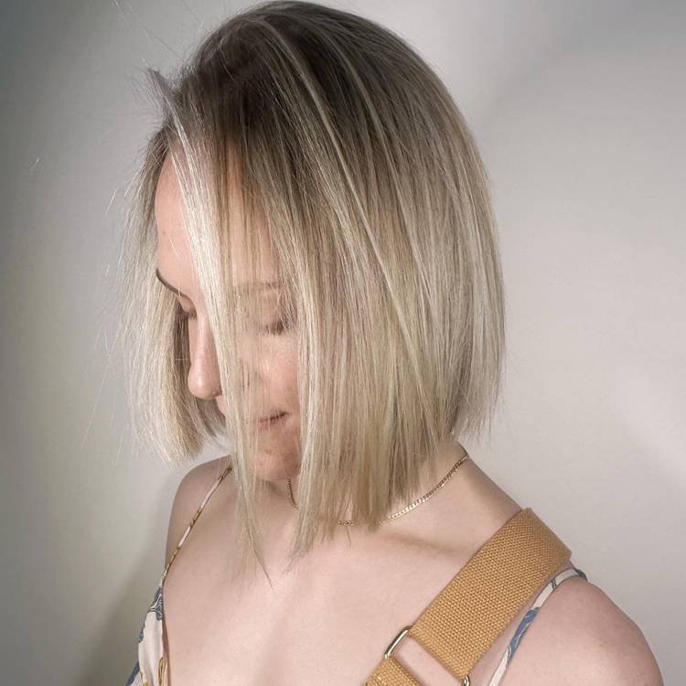 Ash blonde asymmetrical bob