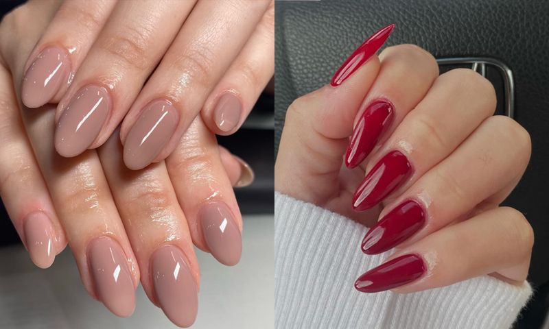 TAUPE AND CRANBERRY NAIL POLISH MANICURES