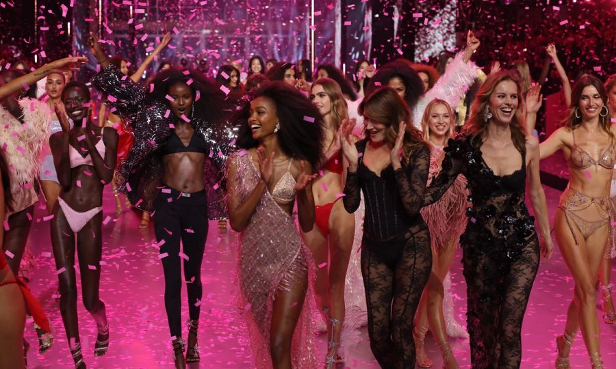 Models walk the runway during the 2024 Victoria's Secret Fashion Show finale at Duggal Greenhouse on October 15, 2024 in Brooklyn, New York.