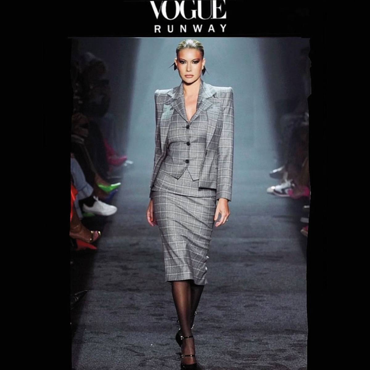 Susan Holmes McKagan on the runway for NYFW for Sergio Hudson