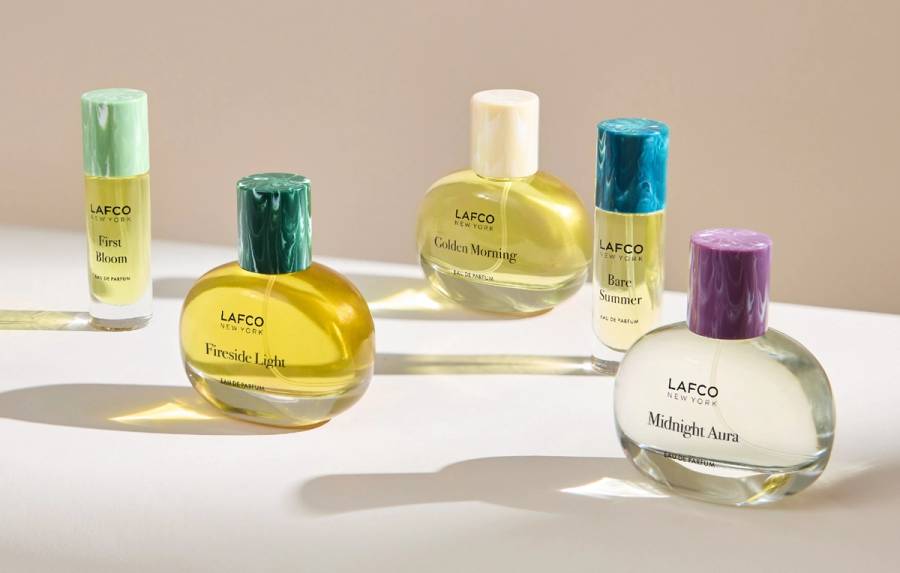 LAFCO New York's new fine fragrance collection: five eau de parfums including Fireside Light, Golden Morning and Midnight Aura