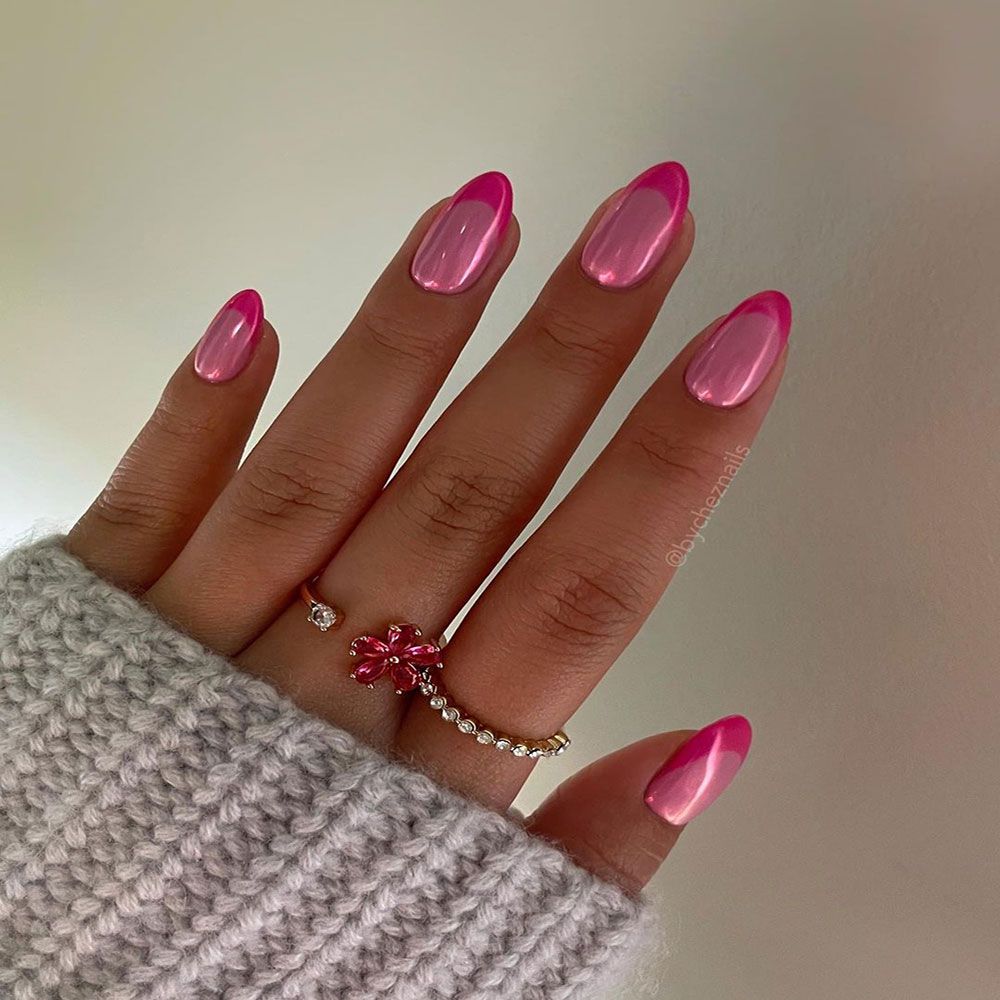 Barbie Pink Chrome Nails