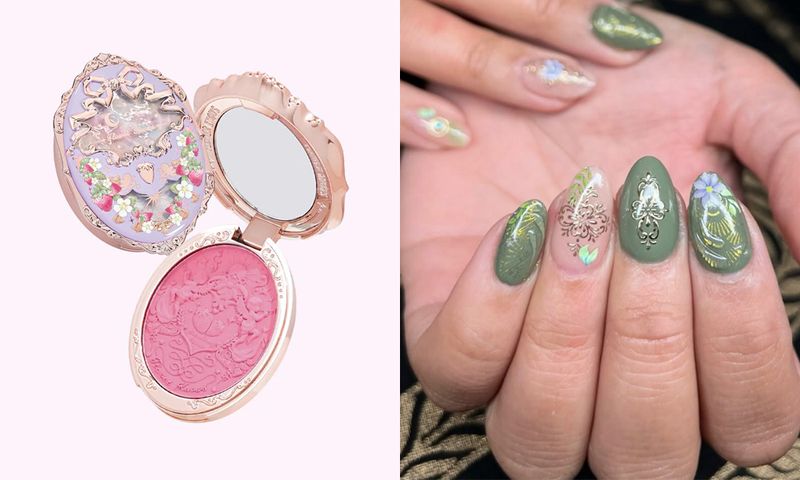 Rococo-inspired makeup and manicure