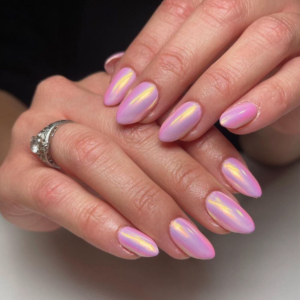 Icy Pink Chrome Nails