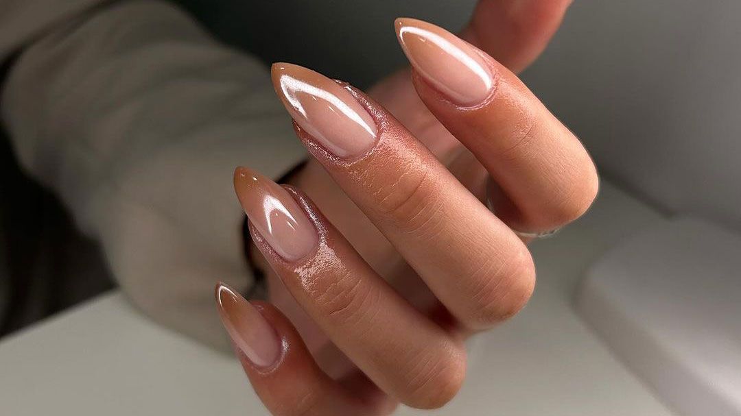 close-up of glass aura nails