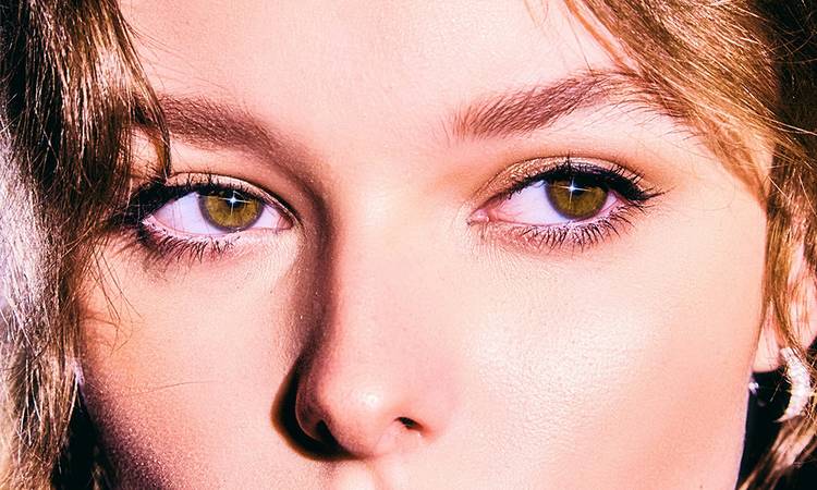close up of woman's eye makeup